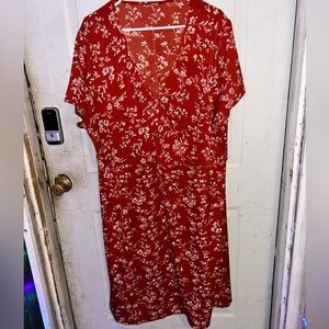 Floral Red Dress